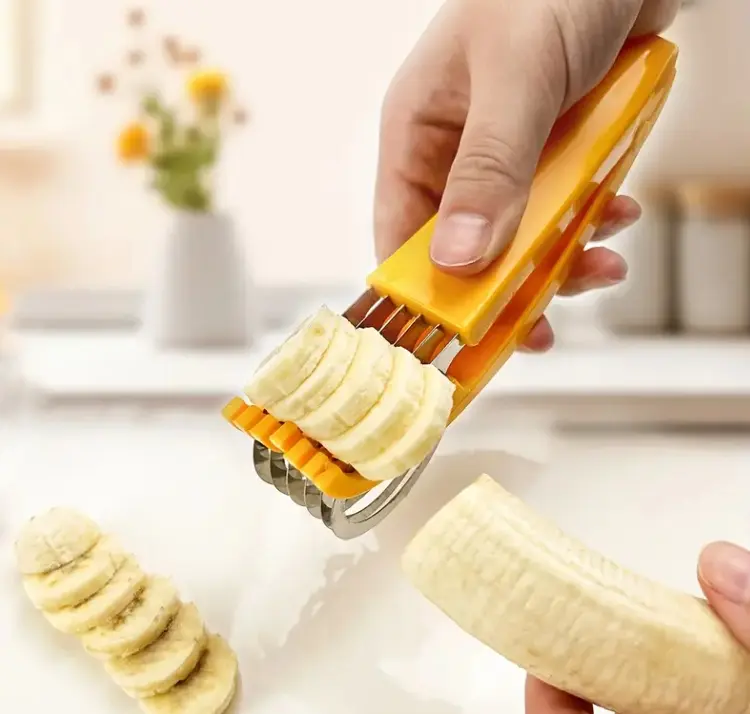 Multifunctional Stainless Steel-PP Banana Slicer (bananaslicer) - Non-Toxic Durable Multifunctional Kitchen Slicer, Versatile Kitchen Tool, Vegetable Tool, Handheld Ham Sausage Cutter, Camping Essential