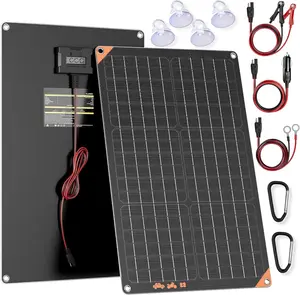 12V 30Watt Solar Trickle Charger Maintainer -  Solar   Charger - Solar Panel Kit Built-in  Charge Controller for  Rv Trailer  Boat Automotive Marine