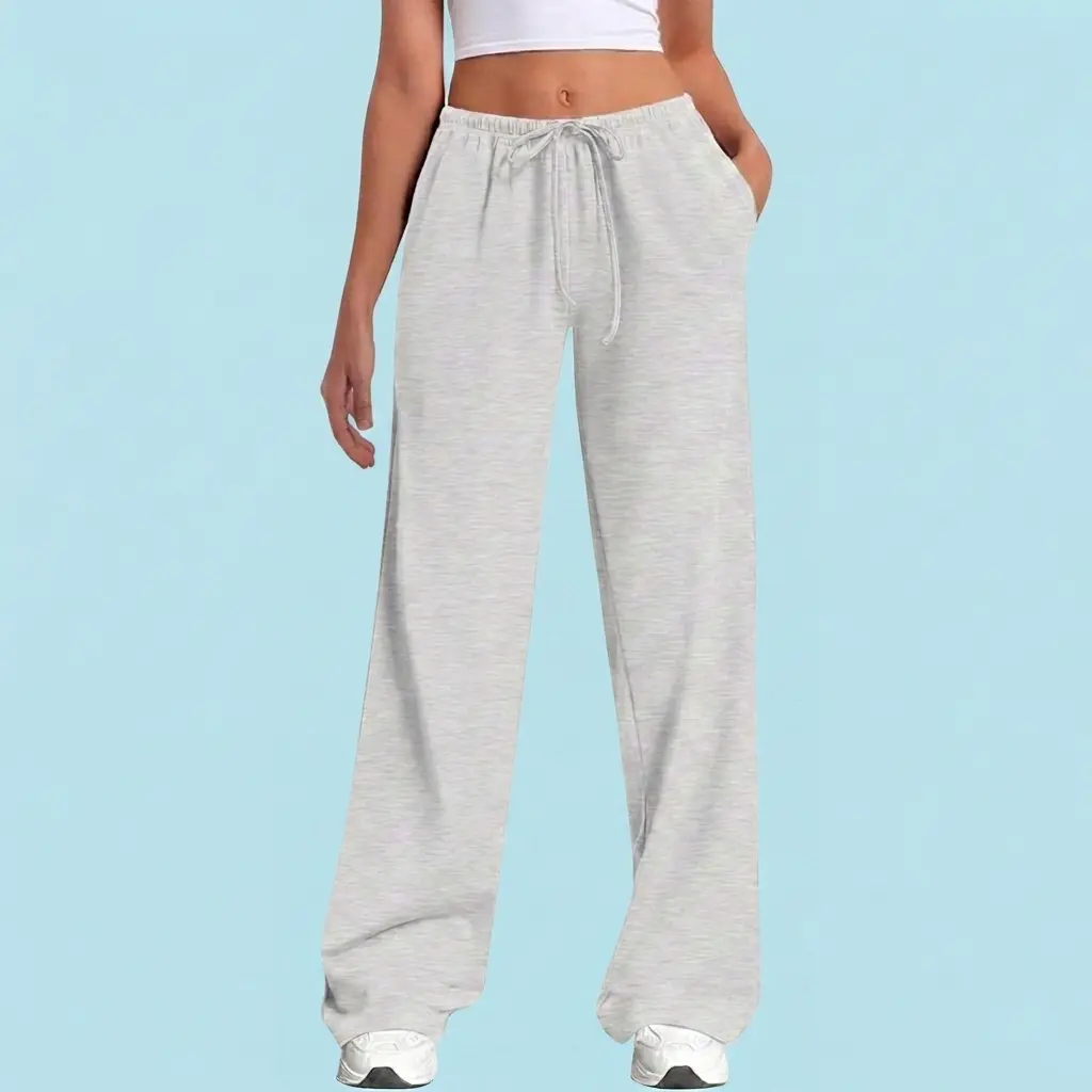 Womens Straight Leg Low Rise Wide Leg Sweatpants Elastic Drawstring Low Waist Casual Baggy Lounge Pants With Pockets