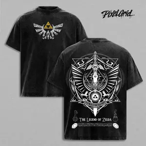 Inspired The Legend of Zelda Graphic T Shirt, Oversized Heavy Cotton Washed Tee, New Drop for Classic Fantasy Gamers, Vintage Style for Adventure Fans, Cosplay Streetwear