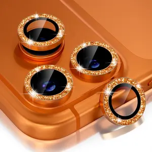 Camera Lens Protector Bling Protective Compatible for iPhone 17 Pro /iPhone 16 Pro /iPhone 17 Pro Max /iPhone 16 Pro Max, 9H Tempered Glass Camera Cover Screen Protector Metal Ring Decoration Accessories