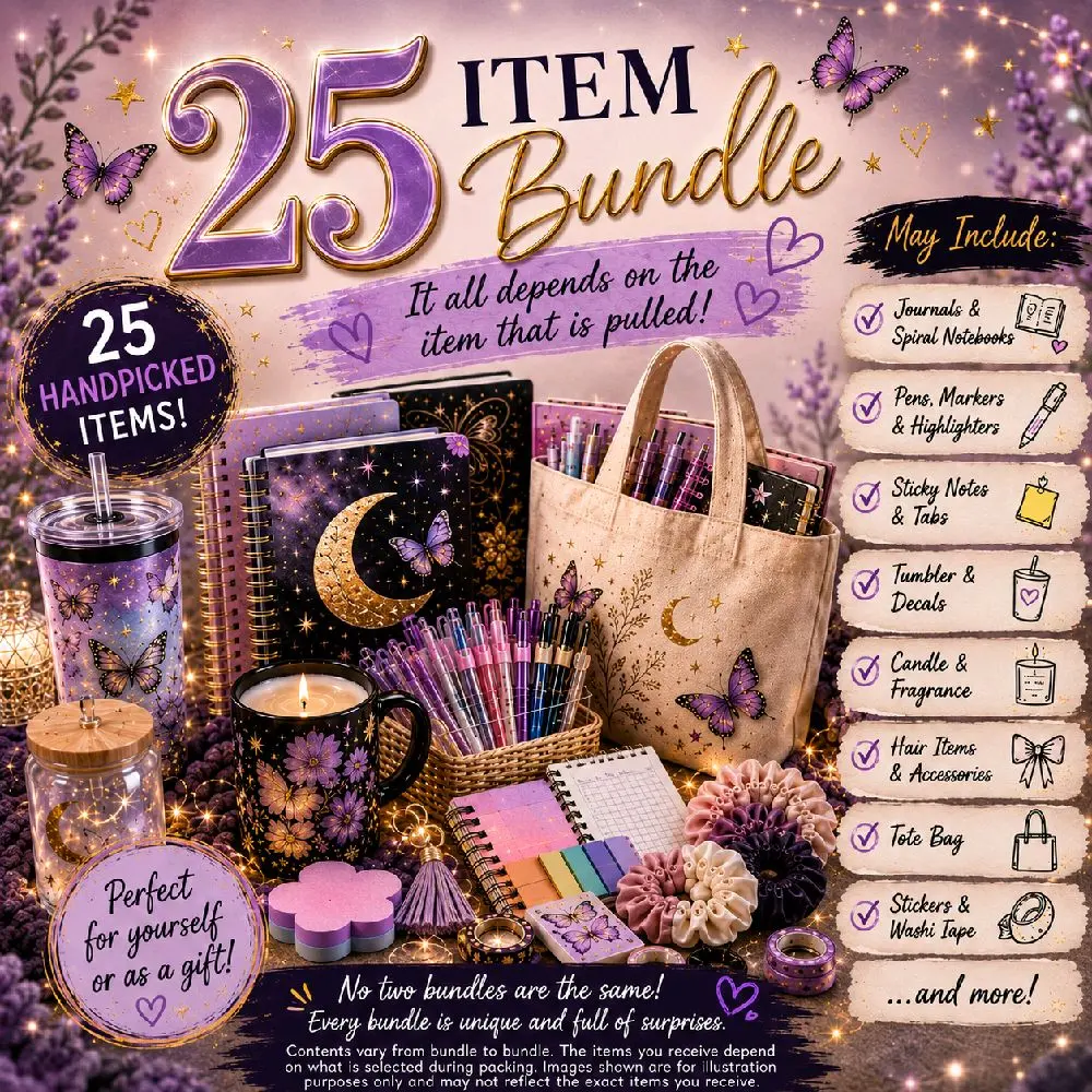 25-Piece Bookish Bundle, Pre-Selected Themed Set - Relaxation Box, 1-Size Creative Gift for Office Stationery & Presentation Supplies