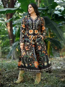 【Summer Turn-Up】【Boho】 【Boho】 【Pocket Approved】 Bloomchic Boho Winter Midi Dress Bandana Print Pocket V-Neck Lantern Sleeve Elastic Cuffs Floral Bohemian Scarlet Lilac ArmyGreen BrightOrange Vintage Casual Beige Party 2026 Summer Pick for Mother's Day