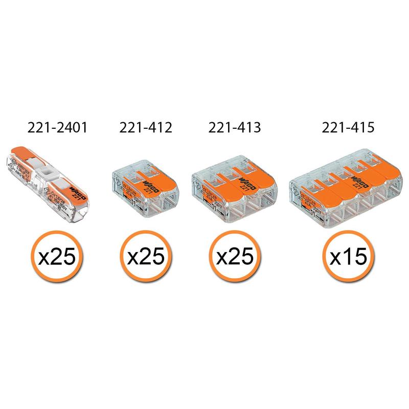 WAGO 221 LEVER-NUTS 90pc Compact Splicing Wire Connector Assortment with Case