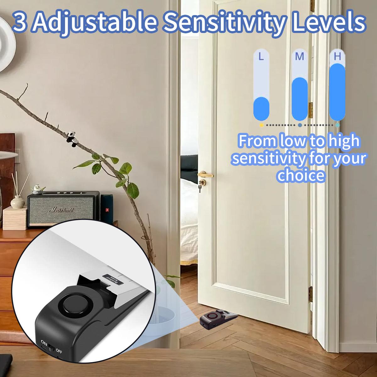 Door Stop Alarm ,Dual Door Stopper with 120db Loud Protection Security Door Tool,Door ​Security Devices Pocket Door Stopper Self Defensey Tools for Hotel Travel Home Apartment House(Black)