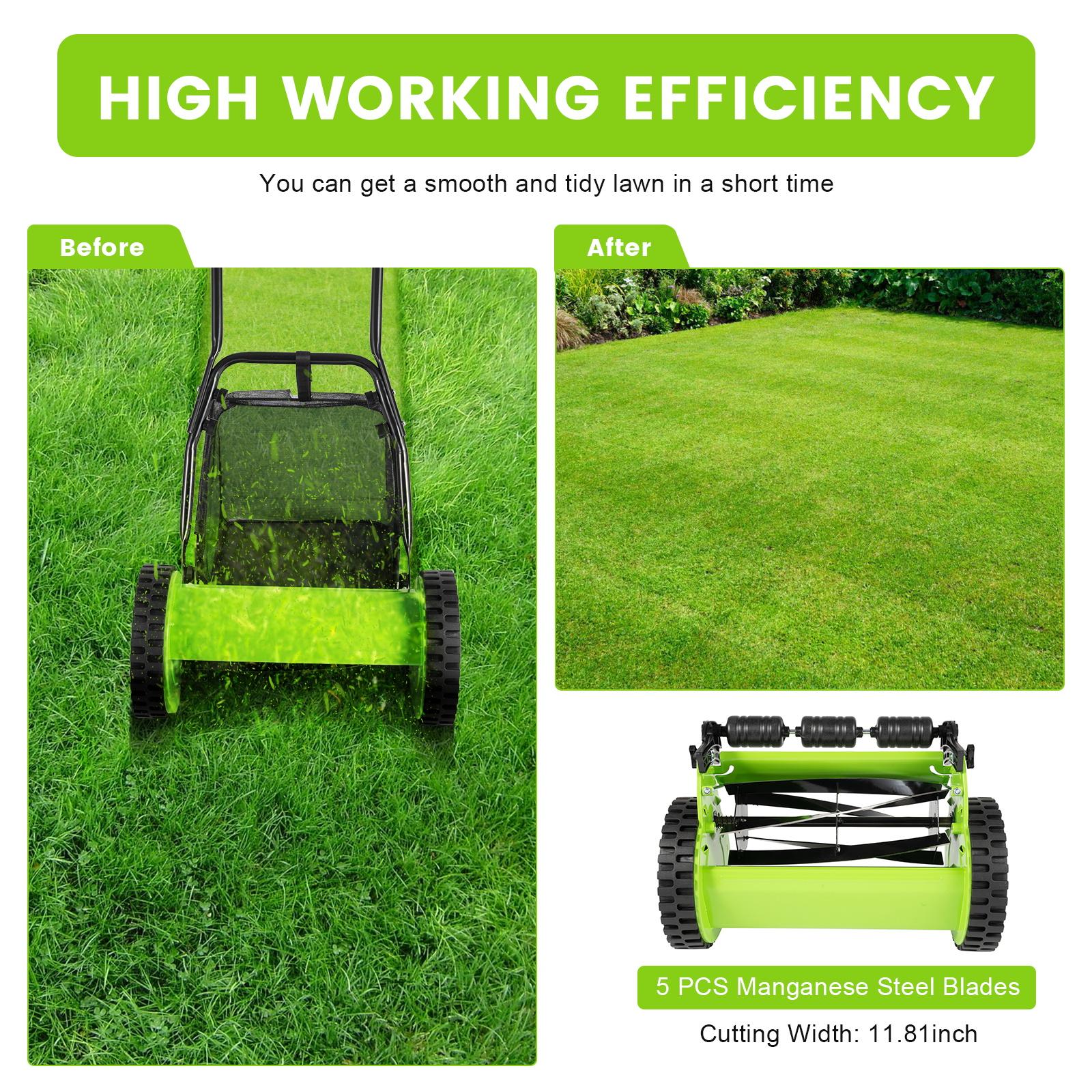 12 Inch Manual Push Reel Lawn Mower with Collection Bag for Small Yard Grass home essentials 12 Inch Manual Push Reel Lawn Mower with Collection Bag for Small Yard Grass home essentials