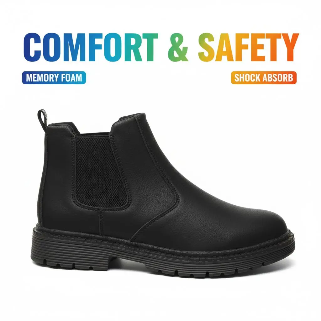 Women's Unisex Steel Toe Work Clogs, Slip-On Safety Shoes with Waterproof, Anti-Slip, Puncture-Proof Kevlar Midsole for Kitchen, Nursing