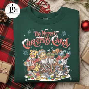 Retro The Muppet Christmas Carol Sweatshirt, Kermit The Frog Gonzo Rizzo Xmas Tee, Vintage Muppet Christmas Carol, WDW Family Trip