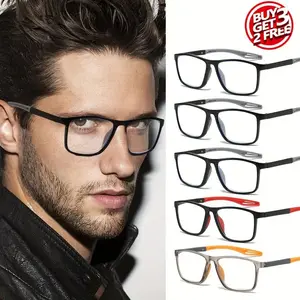 5PCS men's and women's square leisure sports trend high-definition reading glasses High Quality Eyewear - elegant, artistic and simple PC material,+1.0 to+4.0 degrees, lightweight and durable, suitabl