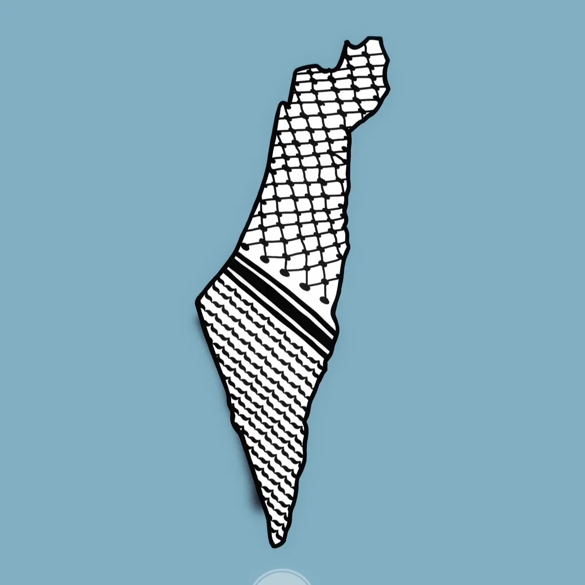 Map of PALESTINE with traditional Keffiyeh pattern Sticker