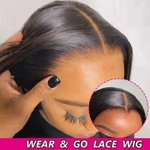 Bling Hair Straight 5x5 Glueless Lace Wig Human Hair Bleach Knot Brazilian Human Hair Wigs For Women Lace Closure 180% Density No Glue Natural Color