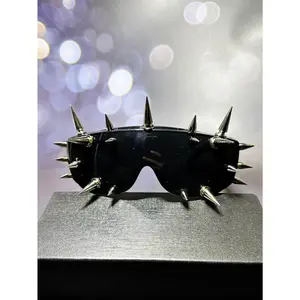 1pc Exaggerated Pyramid & Pagoda - Shaped Sunglasses (Orange/Black/Red/Blue). With pyramid metallic accents. For Halloween, cosplay, festivals, rock performances, cyberpunk/goth styles. Includes eyeglass rope. Quality - checked. Masks beach stuff headband