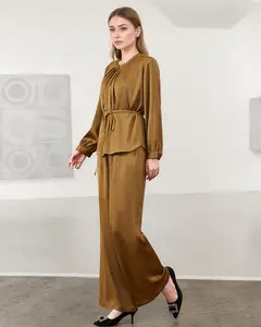 Autumn Two-Piece Outfit Casual Long-Sleeve Crew Neck Top Wide-Leg Pants Loose Travel AF-TZ87125