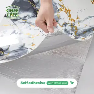 1 Roll Luxury Marble Wall Panel, Self-adhesive PVC Kitchen Backsplash Tiles, Free Cutting, Waterproof Oil-proof Vinyl Tile Stickers, Impact-resistant Wall Panel Renovation Color Change, Wall Decoration 40cm*600cm