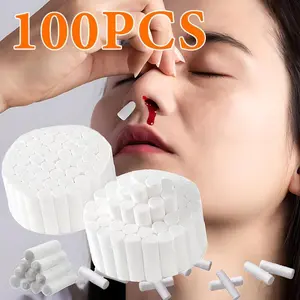 100pcs Disposable soft and highly absorbent nasal plug pad, designed specifically for nasal use, with high absorption rate, suitable for nasal and oral congestion, and can be used for emergency preparedness at home and abroad