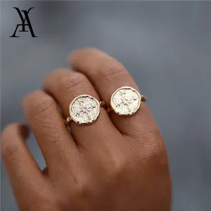 Vintage Boho Gold Hammered Travel Wanderlust Compass Ring