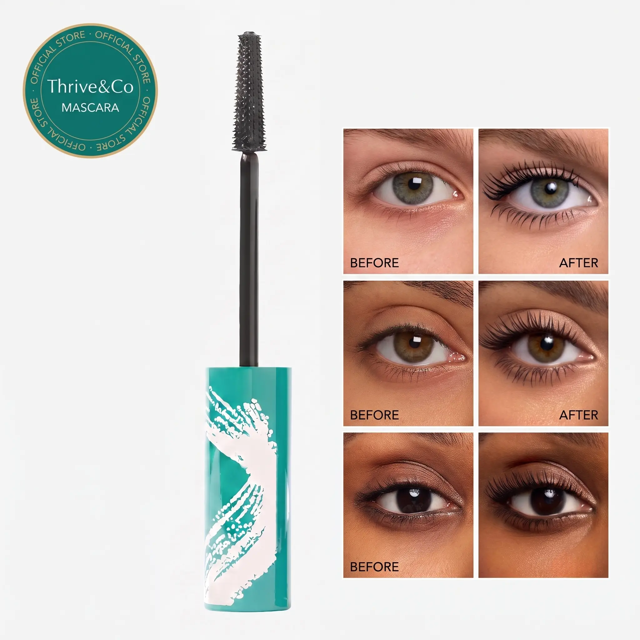 Thrive Tubing Mascara Extensions, Waterproof Smudge-Proof Non-Clumping Rich Black Mascara, Natural Thickening & Slenderizing Effects, 10.7g/0.38 oz All-Day Long-Lasting Lightweight Beauty & Personal Care Makeup gift  gentle latex-free  lashes wear