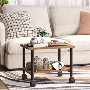 HOOBRO 2-Tier Printer Cart with Shelf, Mobile Heavy Duty Storage Rack on Wheels，Industrial Under Desk Printer Stand for Home, Office, Rustic Brown and Black Organiser#SpringSale #BigSpringSale