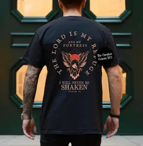 Psalm 91 Mens Christian 2025 T-Shirt, Men's Tee, Unisex Shirt, Religious Holiday Top, Scripture Tee, Resurrection Sunday Shirt, Full Size, Full Color Classic Cotton Casual Tshirt Soft Stylish