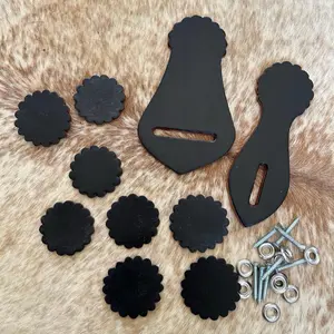Black Leather Western Saddle Parts Replacement Set with Hardware