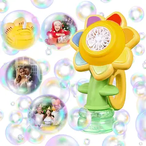 Sunflower Bubble Machine for Kids Automatic Flower Bubble Toy with Colorful Lighting for Toddlers Handheld 20000+Bubbles 3 Modes Fun Swing Dance Bubble Maker Blower Blaster Outdoor Toys