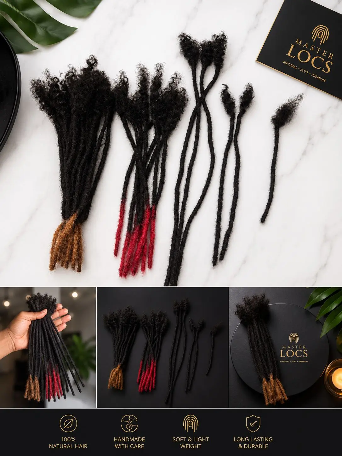Handmade Hair Drwadlock Extension Soft Natural Locs  "20 Locs In Each Pack"