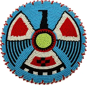 Handmade beaded Cyan Blue Thunderbird 5 inch rosette