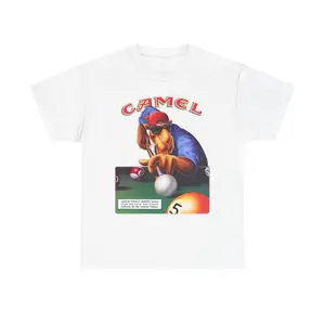 Vintage Camel Cigarette T-Shirt, Retro Joe Camel Billiards Pool Table Graphic Tee, 90s Promo Distressed Shirt, Premium Heavy Cotton Cyber Grunge Menswear Top