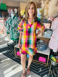 UNCLE FRANK CHECKED SHIFT DRESS