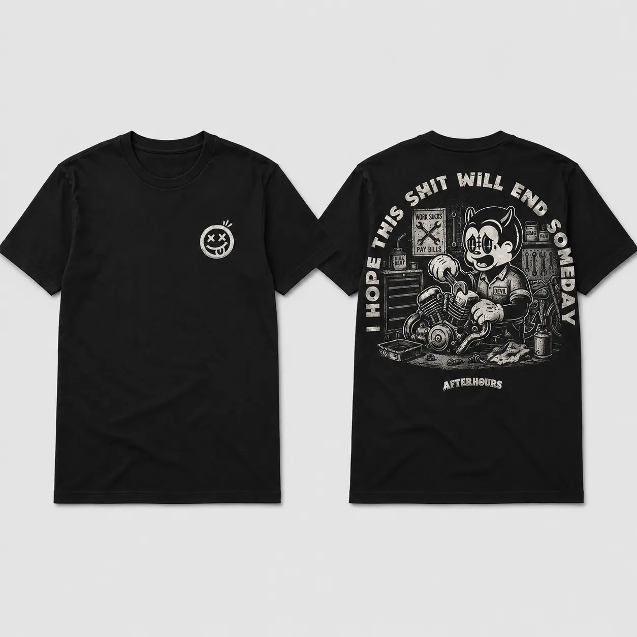 I Hope This Shit Will End Someday Mechanic T-Shirt – Funny Garage Graphic Tee, Motorcycle Mechanic Shirt, Auto Repair Workwear Gift, Shirt for Men
