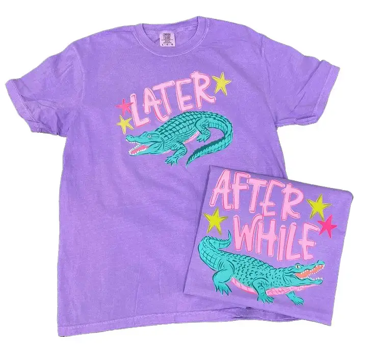 Front/Back Later Gator on Comfort Colors Violet Tee