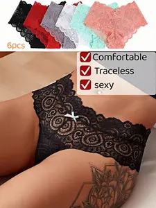 18-Plus-size women's low-waist lace panties, sexy lightweight lace mesh women's underwear, seamless underwear, suitable as gifts for weddings, vacations and Valentine's Day color brief
