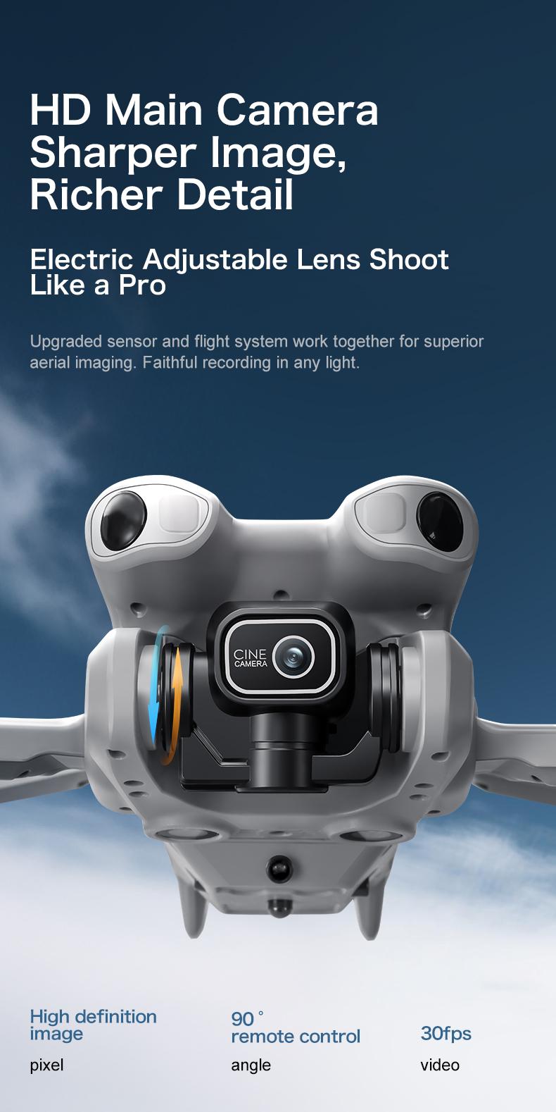 GT50 PRO Large Screen RC Drone with Brushless Motor, Foldable Design, 360° Flip, Multi-Directional Sensing, Smooth Flight Control, 3 Batteries Included, Camera Drone for Outdoor Fun, Beginners and Gift Choice