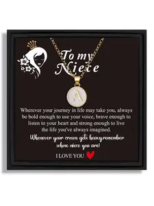 Christmas Birthday Party Anniversary Gift For My Niece | 26 Letters A-Z Initial Necklace (O Chain) | With Heartfelt Message Card & Gift Box | Stylish Minimalist Pendant