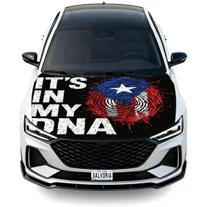 Puerto Rico Flag Car Hood Cover – It’s In My DNA Design, Stretch Fit Hood Cover for Cars & SUVs, Bold Boricua Style for Daily Driving, Parades & Car Meets