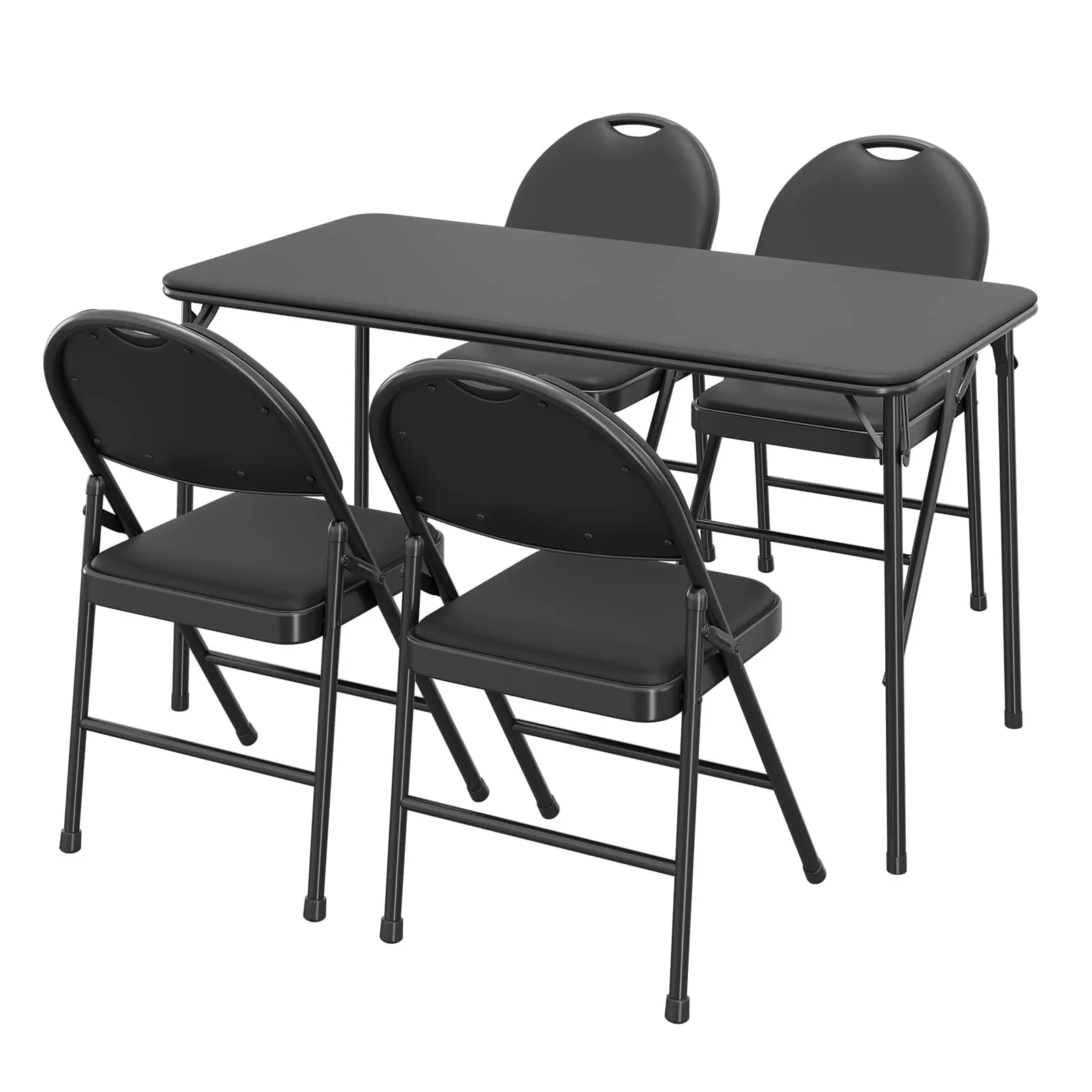 1pc Durable & Portable Folding Table – 47" Collapsible Card Table, 4 ft, PU Leather Padded Top, Sturdy Metal Frame, Scratch & Stain Resistant, Lightweight, Collapsible, No Assembly Required, Compatible with… wide rocker chair garden rattan side
