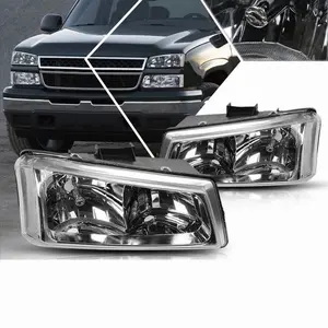 03-06 Chevy Silverado/Avalanche Upper Headlight/Lamps Clear Corner Chrome