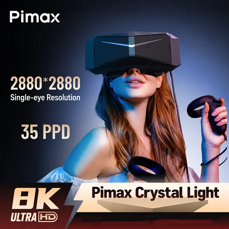 Pimax Crystal Light VR Headset for PC, 2880x2880 per Eye, 8K QLED Display with Local-Dimming, Inside-Out Tracking, PC VR Headset for Flight Sims, iRacing & Gaming (Full Payment Version)
