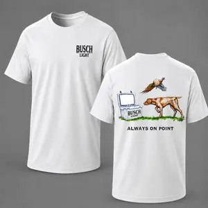 Busch Light Always On Point Hunting Dog T-Shirt, Bird Dog and Pheasant Graphic Front and Back Print Tee, Upland Hunting Shirt, Outdoor Sportsman Apparel, Gift for Hunter Dad and Beer Lovers