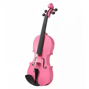1/8 Handmade Solid Wood Acoustic Violin Kit for Beginner Teens, Violins Set with Case, Bow, Rosin, Pink Accessories & Colorful Outfit, Ideal Festival or Birthday Gift