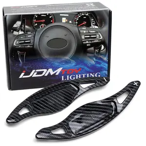 iJDMTOY Twill-Weave Carbon Fiber Pattern/Style Larger Paddle Shifter Extensions For Kia 2018-2023 Stinger K8