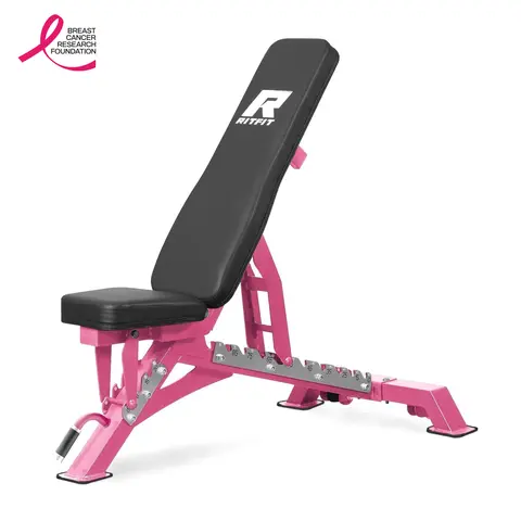 RITFIT Unisex Adjustable Steel Frame Weight Bench - 1300LB Capacity, 52.9lb, Multi-Angle Incline-Decline-Flat, 3-level Seat Adjustments, Foldable Compact Exercise Device Weight Lifting with Anti-Slip Foot Pads, Glute Workout Equipment, Home Workout Gear