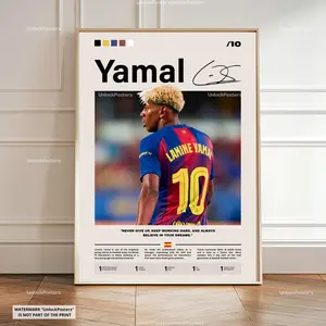Lamine Yamal Poster, Yamal Print, Yamal Barcelona Wall Art, Framed Yamal Print, Barcelona FC Decor, Barcelona FC Fan Gift Idea, Soccer Print