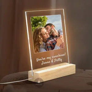 Custom Photo Night Light Personalized Acrylic Picture Frame for BF Customized Gifts for Girlfiend Anniversary Wedding Birthday Gift for Her Him Couple