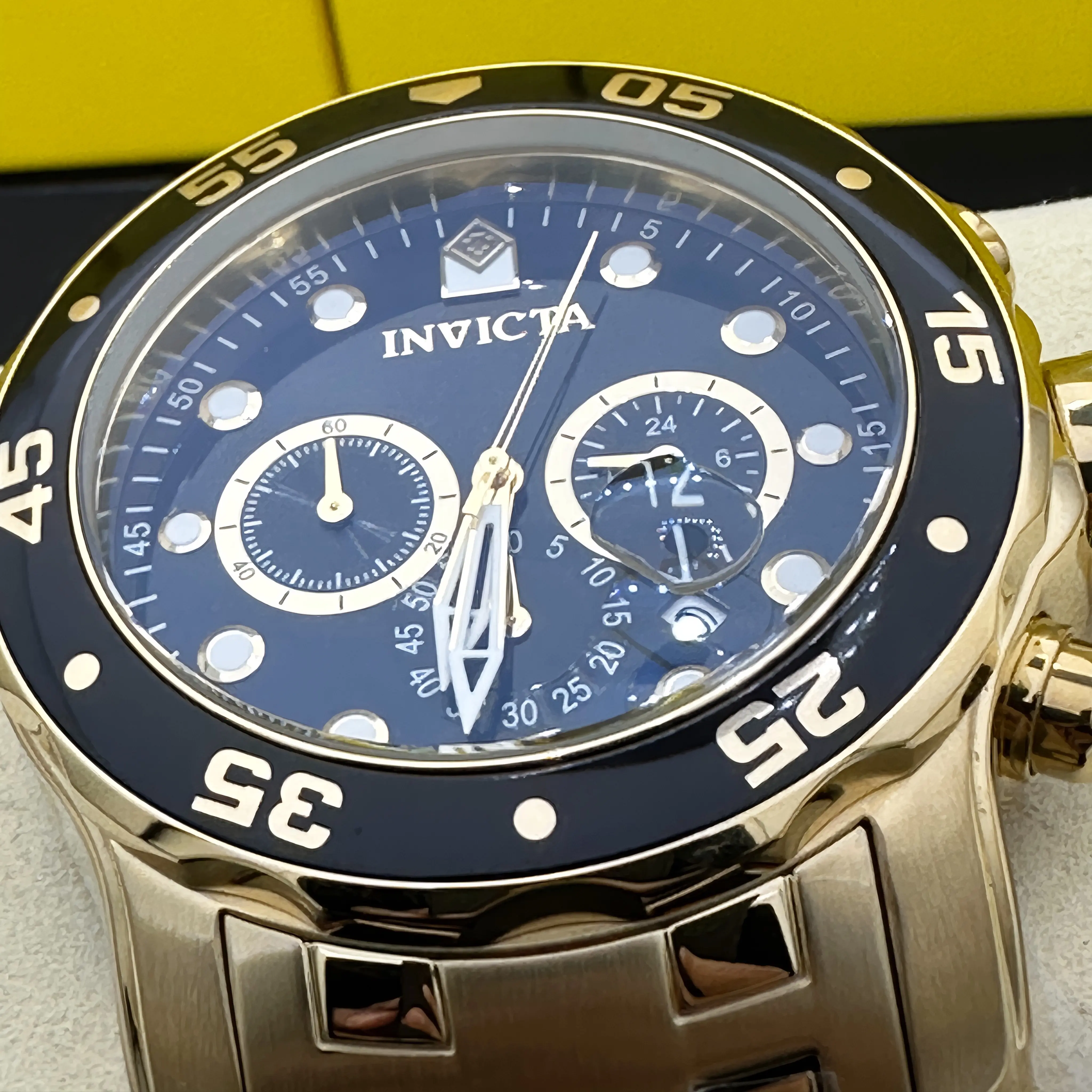 NEW Invicta Men's Pro Diver Scuba Chronograph Stainless Steel Black Dial Watch!!