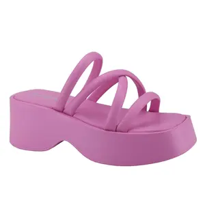 【HIGH-61】Womens Platform Sandals Slip on Open Toe Slides Fashion Slingback Heeled Sandals Summer Outdoor Chunky High Heel Slippers Goth Punk Walking Shoes Girl Footwear Kitchen Wedge