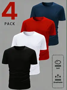 Men Women Unisex Basic Plain Solid Color Round Neck Tee Top, Soft Breathable Classic Streetwear Design, Ideal for Everyday Wear & Casual