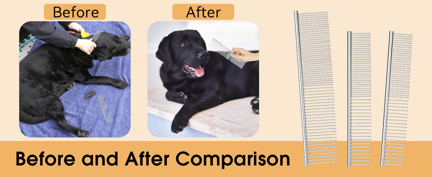 2-in-1 Stainless Steel Pet Comb Set for Dogs & Cats - 3 Pack Grooming Combs in Large Medium Small Sizes for Long Short Curly Hair Detangling Matted or Knotted Undercoat  brush  comb Multifunctional Flea