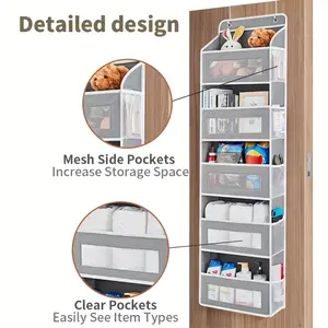 Over the Door Organizer Storage, Stuffed Animal Holder with 4 Shelves, Anti-Tilt Hanging Door Organizer for Pantry, Nursery, Bathroom, Bedroom, Kitchen, Dorm, Camper, 1 Pack