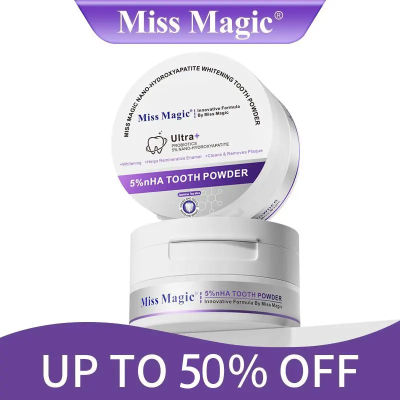 【MissMagic Official】Purple Whitening tooth powder –Color-Correcting Whitening, Stain Removal, Long-Lasting Fresh Breath, Brightens Yellow Teeth| With Hydroxyapatite & 6 Probiotics for Oral Health